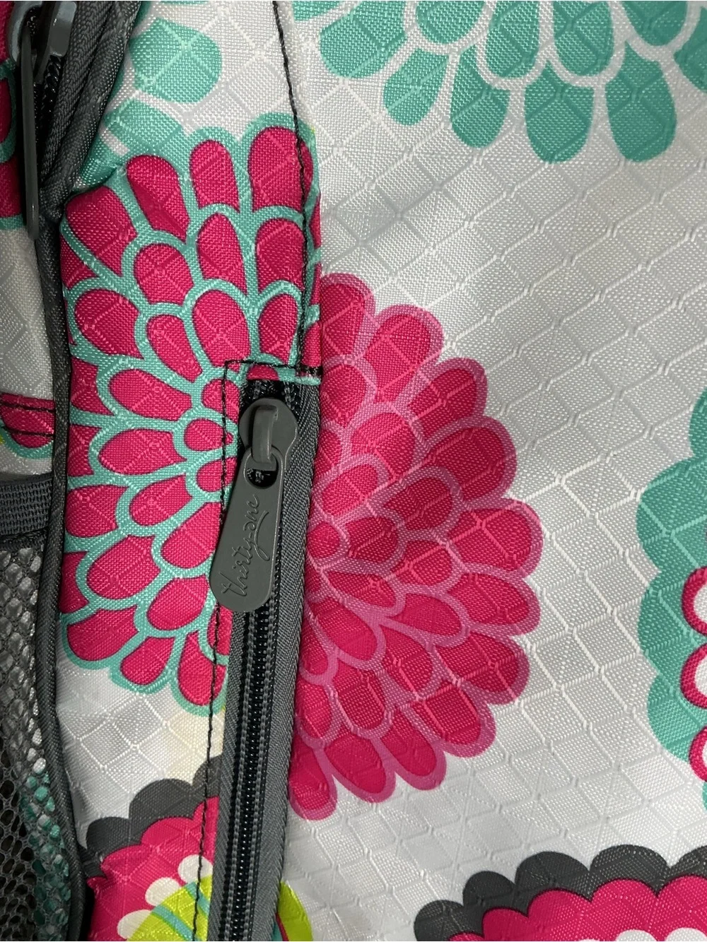 Thirty One Hostess Exclusive Backpack Bubble Bloom Floral Pink White & Teal EUC